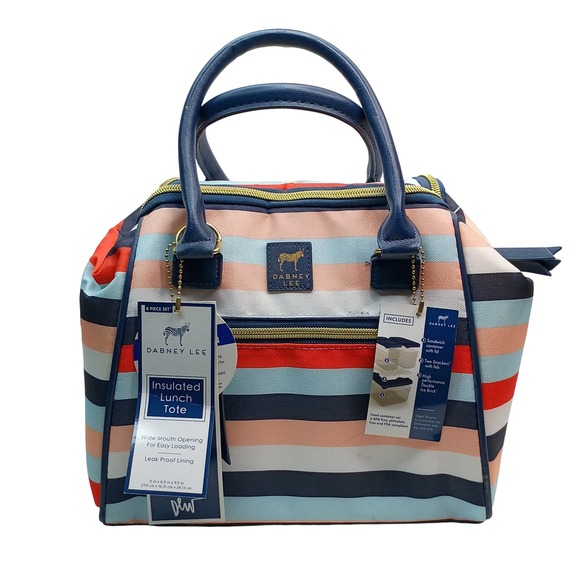 Dabney Lee Other - Dabney Lee Arctic Zone Insulated Lunch Tote Women Size OS Multi Stripe 8pc Set